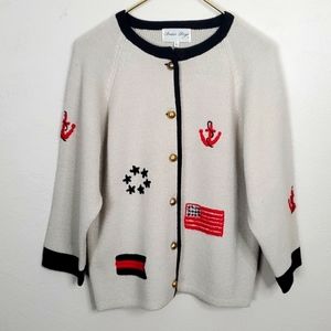 Bettie Page Patriotic Wool Blend Sweater Cardigan